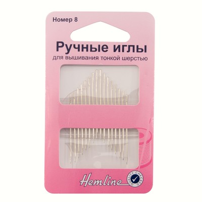 Иглы ручные для вышивания с острым кончиком, №8, 16 шт HEMLINE