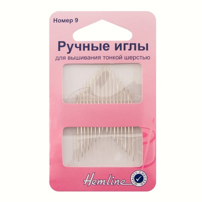 Иглы ручные для вышивания с острым кончиком, №9, 16 шт HEMLINE