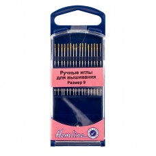 Иглы ручные для вышивания с острым кончиком в пластиковом контейнере №9, 16 шт HEMLINE