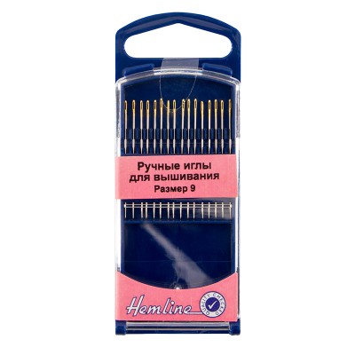 Иглы ручные для вышивания с острым кончиком в пластиковом контейнере №9, 16 шт HEMLINE