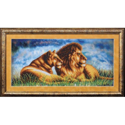 Набор для вышивания бисером "Туманное утро "Львы"" Б-134