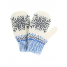  Варежки детские "Снежинка" (Белые с серым и синей резинкой, размер 13 (4-6 лет) арт. 0611-2