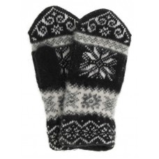  Варежки женские "Снежинка"ПП (Черные с бело-серыми полосками) арт. 3217-1