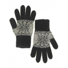  Перчатки женские "Снежинка" (Черные с серой вставкой и черным рисунком) арт. 5305-16