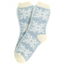 Носки женские "Снежинка" (Бело-голубые, размер 23-25)