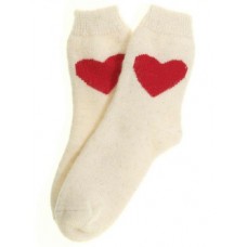 Носки женские "Одно сердце" (Белый меланж с красным, размер 23-25)